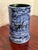 This pottery ceramic utensil holder is glazed in blues and decorated with black butterfly motifs. Studio made and signed...