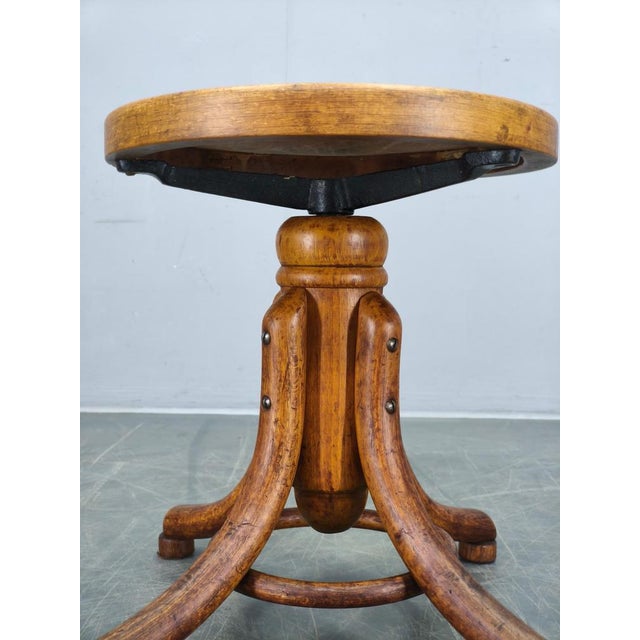 1930s Bentwood Swivel Piano Stool from Thonet, Former Czechoslovakia, 1930s For Sale - Image 5 of 12