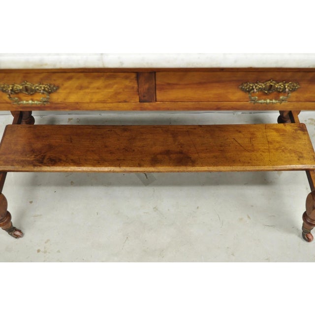 Antique Victorian Walnut Marble Top Washstand Good Luck Swastika Tile Backsplash For Sale - Image 16 of 18