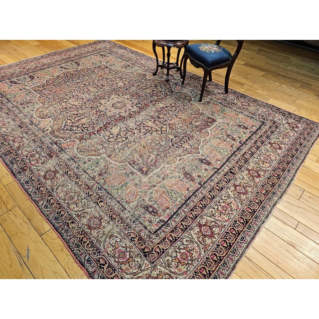 19th Century Persian Kerman Lavar Rug, Hand-Knotted Wool, Floral Design, Ivory & Red, 8x11 For Sale - Image 11 of 18