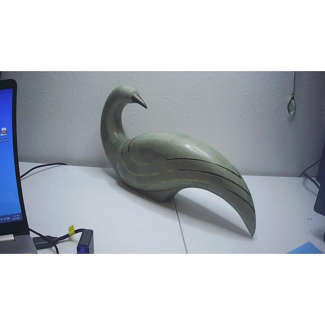 Mid-Century Modern Large Tessellated Green Marble Bird Sculpture by Maitland Smith 1970 MCM For Sale - Image 3 of 8