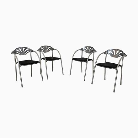 Black Alisea Chairs by Lisa Bros for Studio Simonetti, 1980s, Set of 4 For Sale - Image 8 of 8
