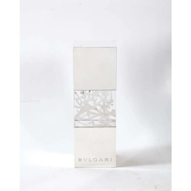 Late 20th Century Bulgari, Italian Silver & Etched Glass Sculpture in Original Fitted Leather Box For Sale - Image 10 of 10