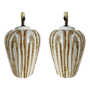 Mid 20th Century Mid-Century Modern Ceramic Boho Lava Glaze Table Lamps, Large Pair