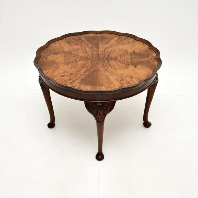 Pie Crust Coffee Table in Figured Walnut, 1920s For Sale - Image 3 of 6