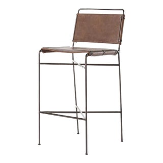 Four Hands Wharton Bar Stool, Distressed Brown For Sale