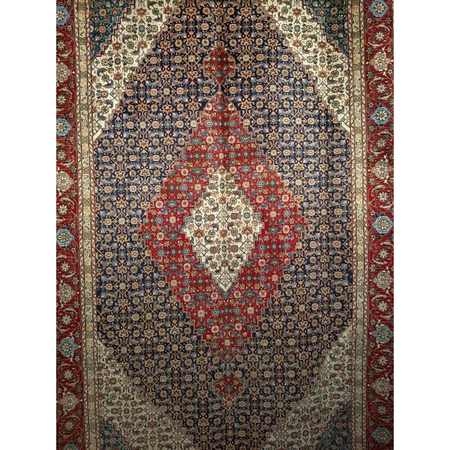 Antique Persian Tabriz Area Rug. Hand-Knotted Wool, Herati Geometric Pattern, Navy & Red, 6x10 For Sale - Image 10 of 16