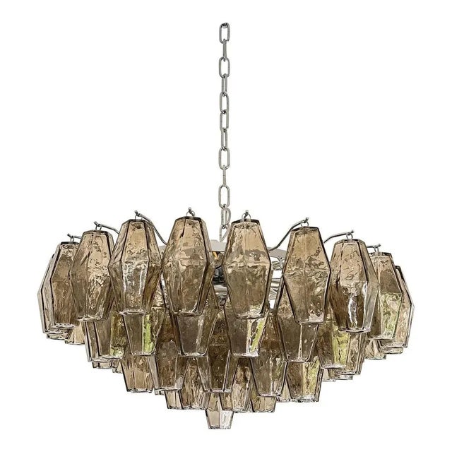 Brown Chandelier with Fume Poliedri Murano Glass by Simoeng For Sale - Image 8 of 8