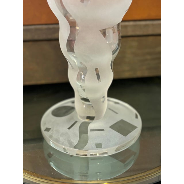 Monumental 14.5 high Robert McCandless Frosted Etched Art Glass Vase For Sale - Image 4 of 7
