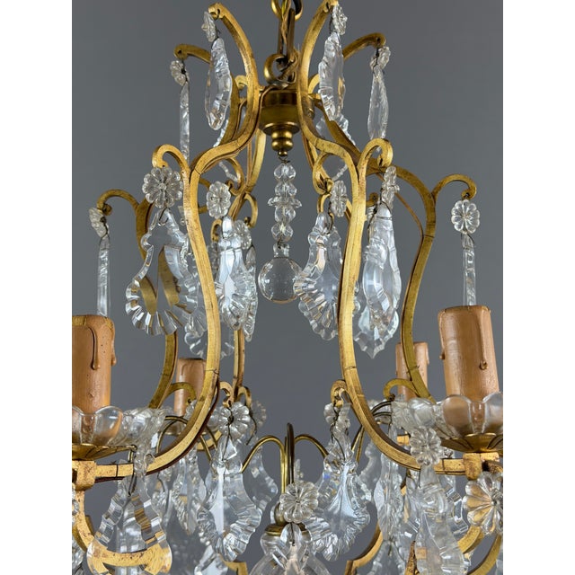 19th Century 19th Century Louis XV Crystal and Gilt Brass Chandelier For Sale - Image 5 of 8