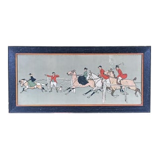 Antique Panoramic English Fox Hunting Framed Traditional Sporting Art Print For Sale