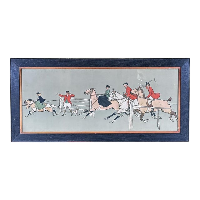 Antique Panoramic English Fox Hunting Framed Traditional Sporting Art Print For Sale
