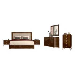 Italian Luxury 6-Piece King Bedroom Set – Sleek Modern Elegance | Wood Slat Frame Included For Sale