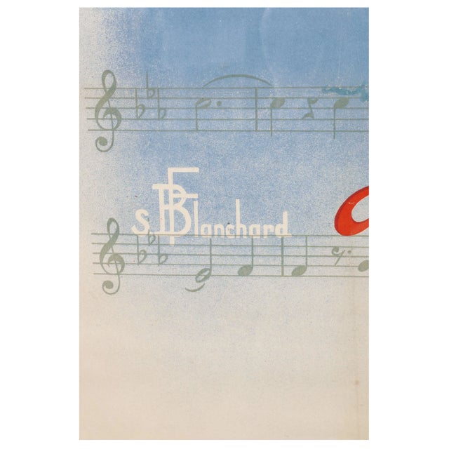 A striking large-format French color lithograph advertising the Stradivarius SU-GA radio, produced mid-20th century...