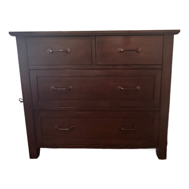 Pottery Barn Stratton Dark Brown Wood Dresser For Sale