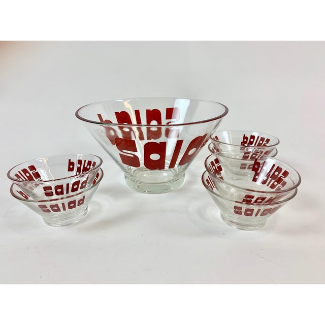 MidCentury Modern Glass Salad Serving Bowl Set 7 Pieces Chairish