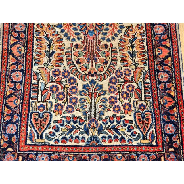 Vintage Persian Sarouk Accent Rug, Hand-Knotted Wool, Allover Floral Pattern, 2x4, Ivory & Navy For Sale - Image 10 of 13