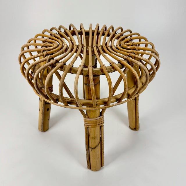 Italian Bamboo Stool attributed to Franco Albini, 1960s For Sale - Image 6 of 6
