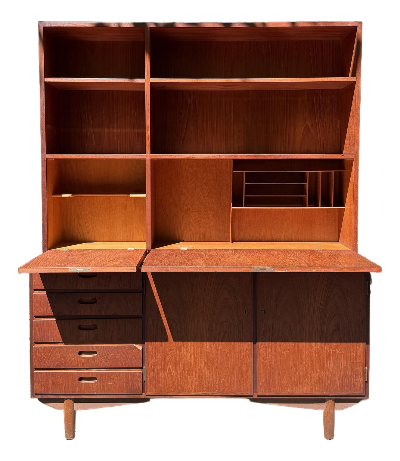 DANSKダンスク●ヴィンテージ ミッドセンチュリー箱　2set Mid 20th Century Danish Modern Two-Piece Bookshelf With Drop-Down
