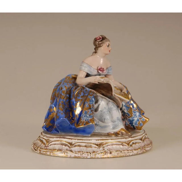 Gold Italian Porcelain and Ceramic Figurine of Lady by Guido Cacciapuoti For Sale - Image 8 of 15