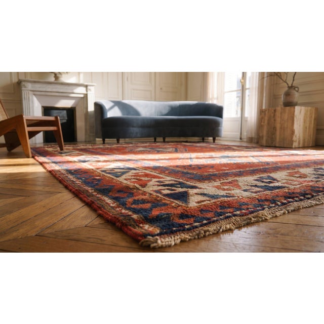 Textile 1880s Red Diamond Antique Caucasian Kazak Rug 3' 9'' X 5' 2'' Handknotted Wool Carpet For Sale - Image 7 of 9