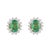 Certified Emerald and Diamond Halo Contemporary Earrings Studs- a Pair For Sale - Image 9 of 12