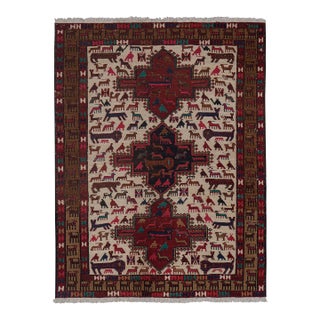 Animal Pattern Soumac Kilim Rug 3'5'' X 4'7'' For Sale