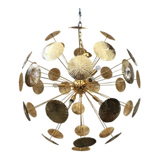 Water-Lily Brass Sputnik Sphere Chandelier For Sale
