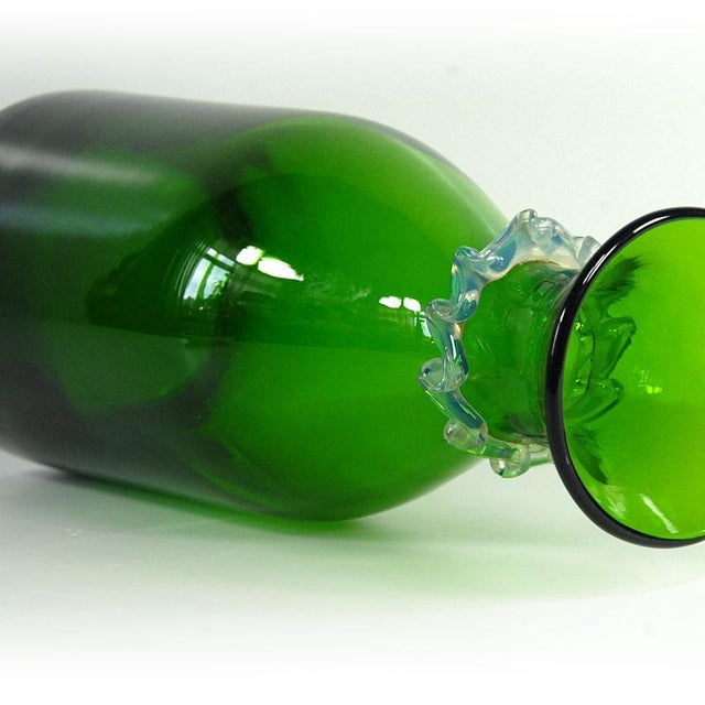 1970s Italian Green Glass Carafe from Empoli, 1970s For Sale - Image 5 of 7