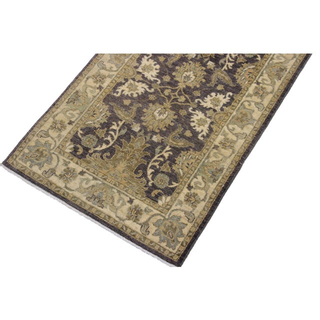 Boho Chic 1990's Ziegler Charcoal/Brown Wool Runner Rug- 2'7'' X 10'3'' For Sale - Image 4 of 10