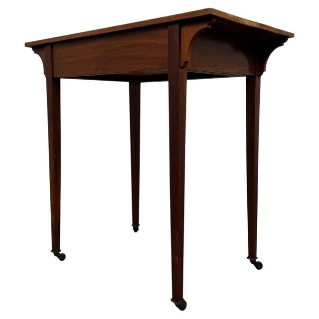 Metal Antique English Cross-Banded Mahogany Writing Table, 1800s For Sale - Image 7 of 13