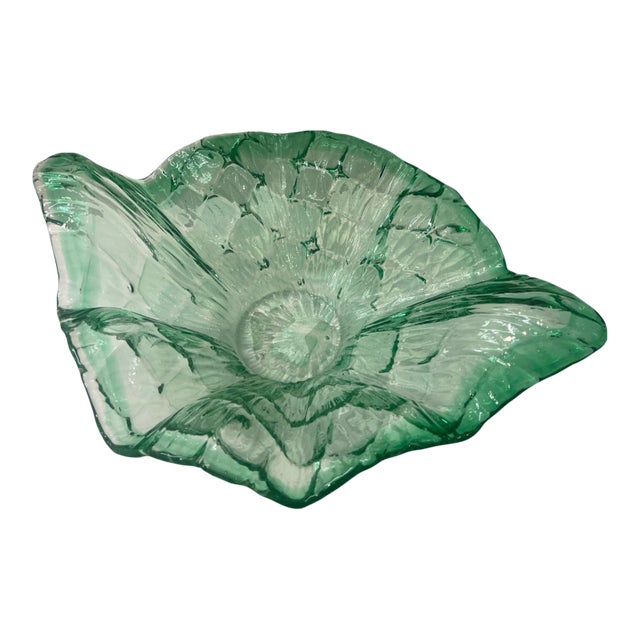 Vintage Mid Century Modern Italian Italy Murano Glass Catch All Bowl Sea Green Teal For Sale