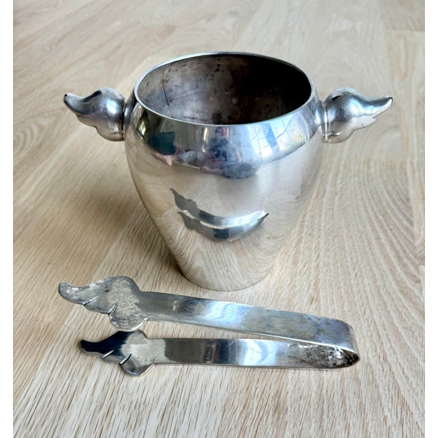 French 1970s Escapade Paris Silver-Plated Winged Victory Ice Bucket With Tongs For Sale In Chicago - Image 6 of 11