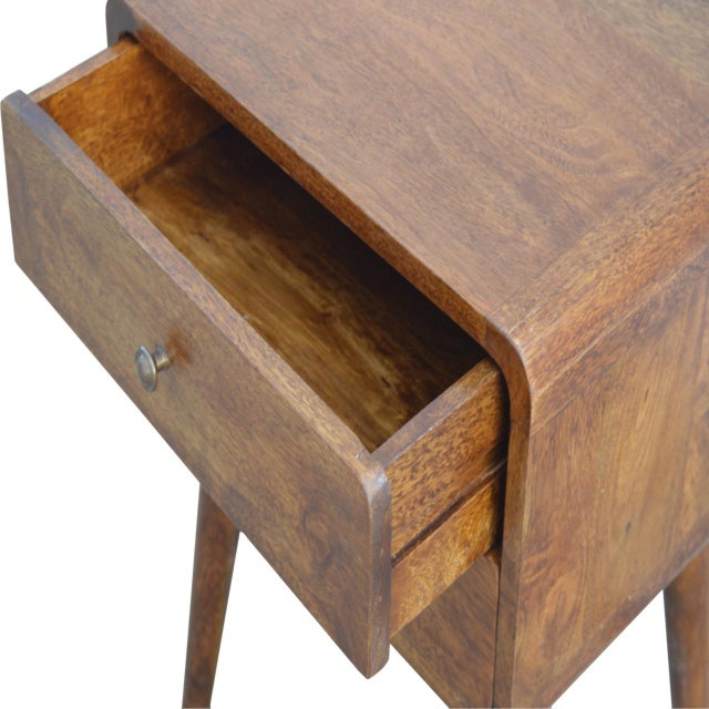 Modern Curved Chestnut Two-Drawer Nightstand For Sale - Image 3 of 8