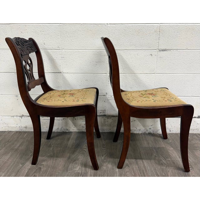 Vintage Associated Factories Duncan Phyfe Regency Style Mahogany Dining Chairs For Sale - Image 9 of 14