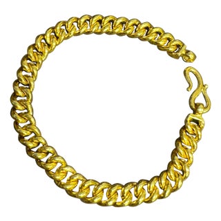 Cuban Link 24 Karat Pure Yellow Gold Solid Bracelet, 65 Gm, Unisex , 8 INCH For Sale
