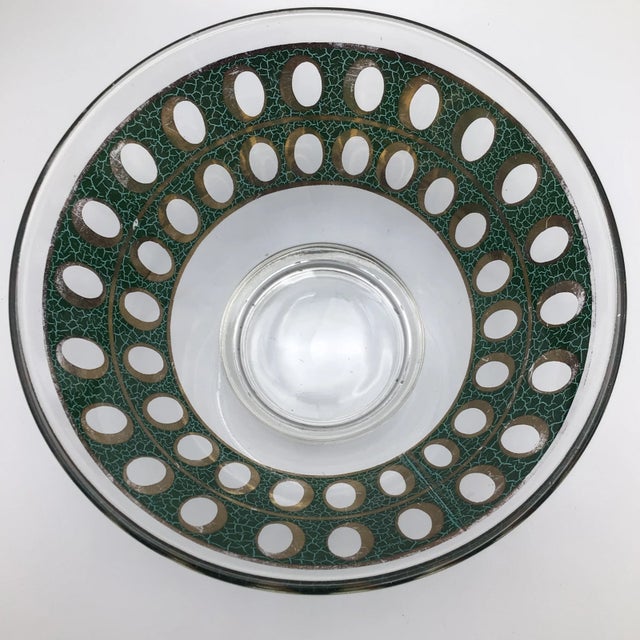 Glass Culver Gold and Emerald Green Bowl and Platter - Set of 2 For Sale - Image 7 of 13