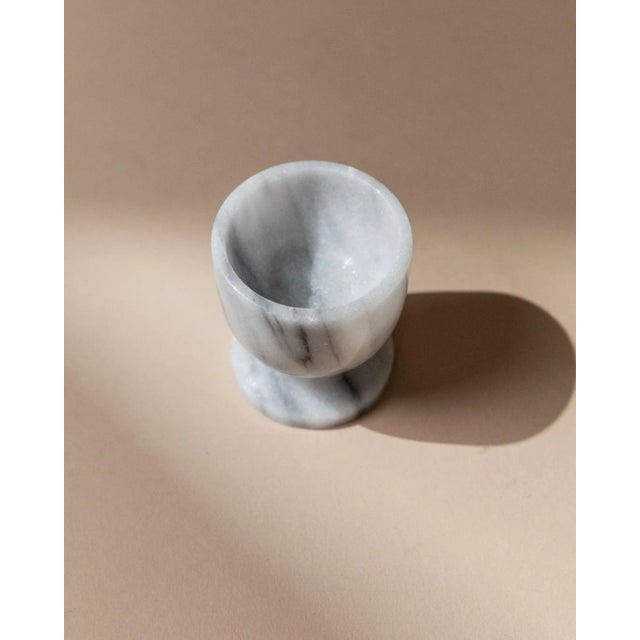 Gray Mid-Century Handcarved Grey and White Marble Egg Cups, Italy, 1970s, Set of 6 For Sale - Image 8 of 11
