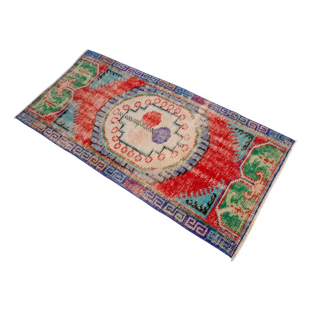 1980s Hand Knotted Turkish Rug. Floral Colorful Small Area Rug, Bath Mat, Kitchen Decor 2'2" X 4'5" For Sale - Image 6 of 13