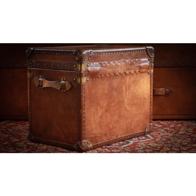 Early 21st Century Vintage Officers Campaign White Star Trunk in Leather, 2010s For Sale - Image 5 of 18