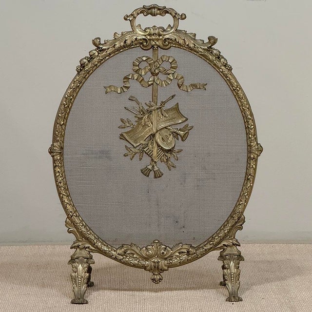 Late 19th Century 19th Century French Louis XVI Bronze Oval Firescreen For Sale - Image 5 of 18