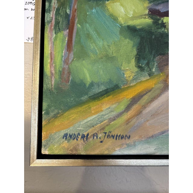 Post Impressionist Anders A. Jönsson Swedish Country Road Landscape Oil Painting For Sale - Image 3 of 3