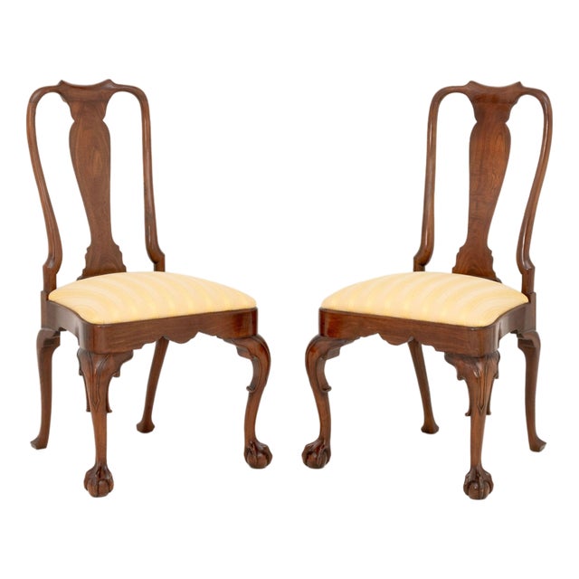 Pair of Kindel George II Style Mahogany Side Chairs For Sale