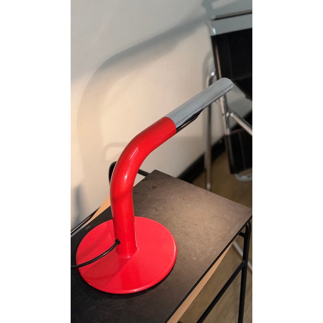 Vintage Red & Silver Gulp Table Lamp by Ingo Maurer for Design M, 1960s For Sale - Image 9 of 9