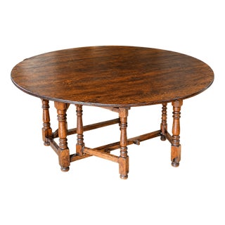 Antique Oak Gateleg Table with Two Drop Leaves and One Drawer, 1870 For Sale