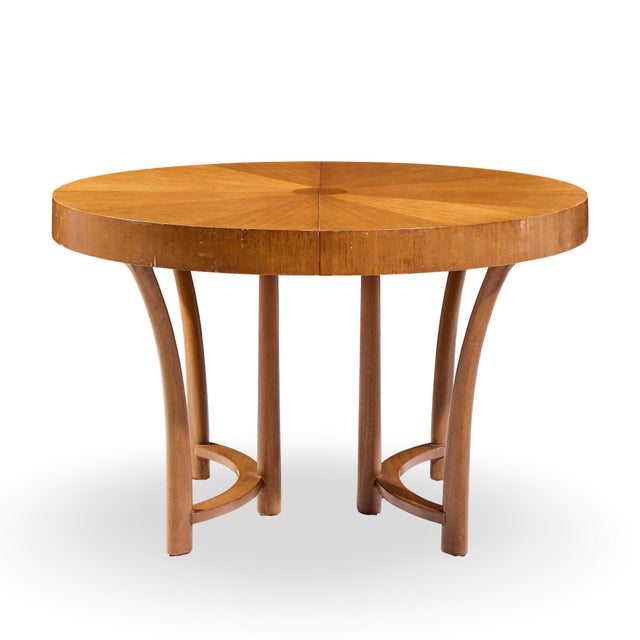 Wood t.h. Robsjohn Gibbings for Widdicomb Mid Century Walnut Expanding Dining Table With 3 Leaves For Sale - Image 7 of 17