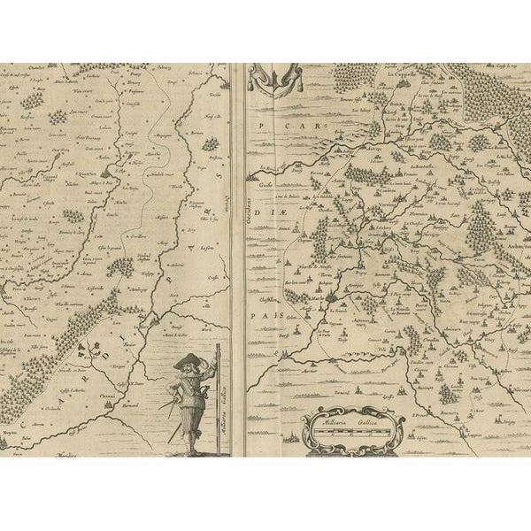 Antique Map of Vermandois and Cappelle attributed to Janssonius, 1650 For Sale - Image 4 of 5