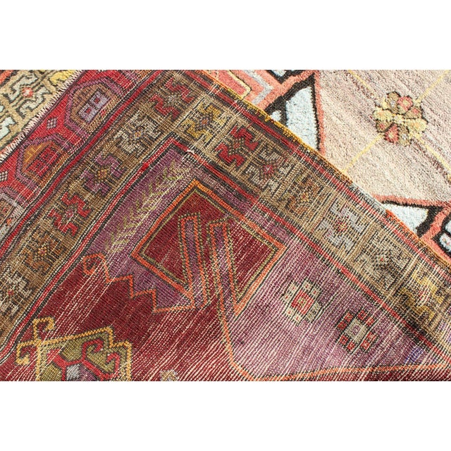 Long Vintage Turkish Oushak Gallery Runner With Geometric Medallions 4'2 X 13'3 For Sale In Atlanta - Image 6 of 6
