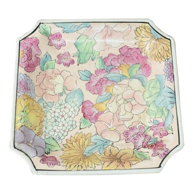 Mid 20th Century Asian Andrea by Sadek Hand Painted Floral Valet Tray For Sale