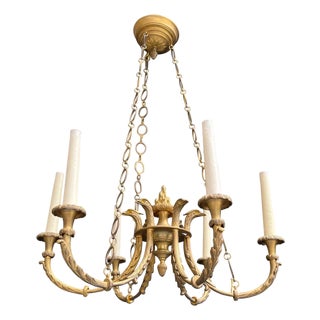 1900s Empire Bronze with Golden Eagle Heads and Flame Chandelier For Sale